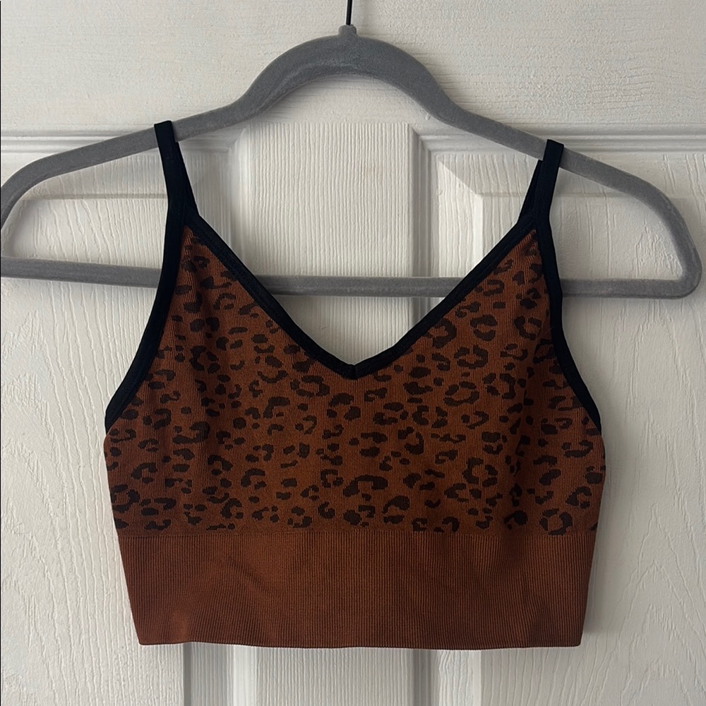 LOFT Leopard Print Brown Crop Top M/L